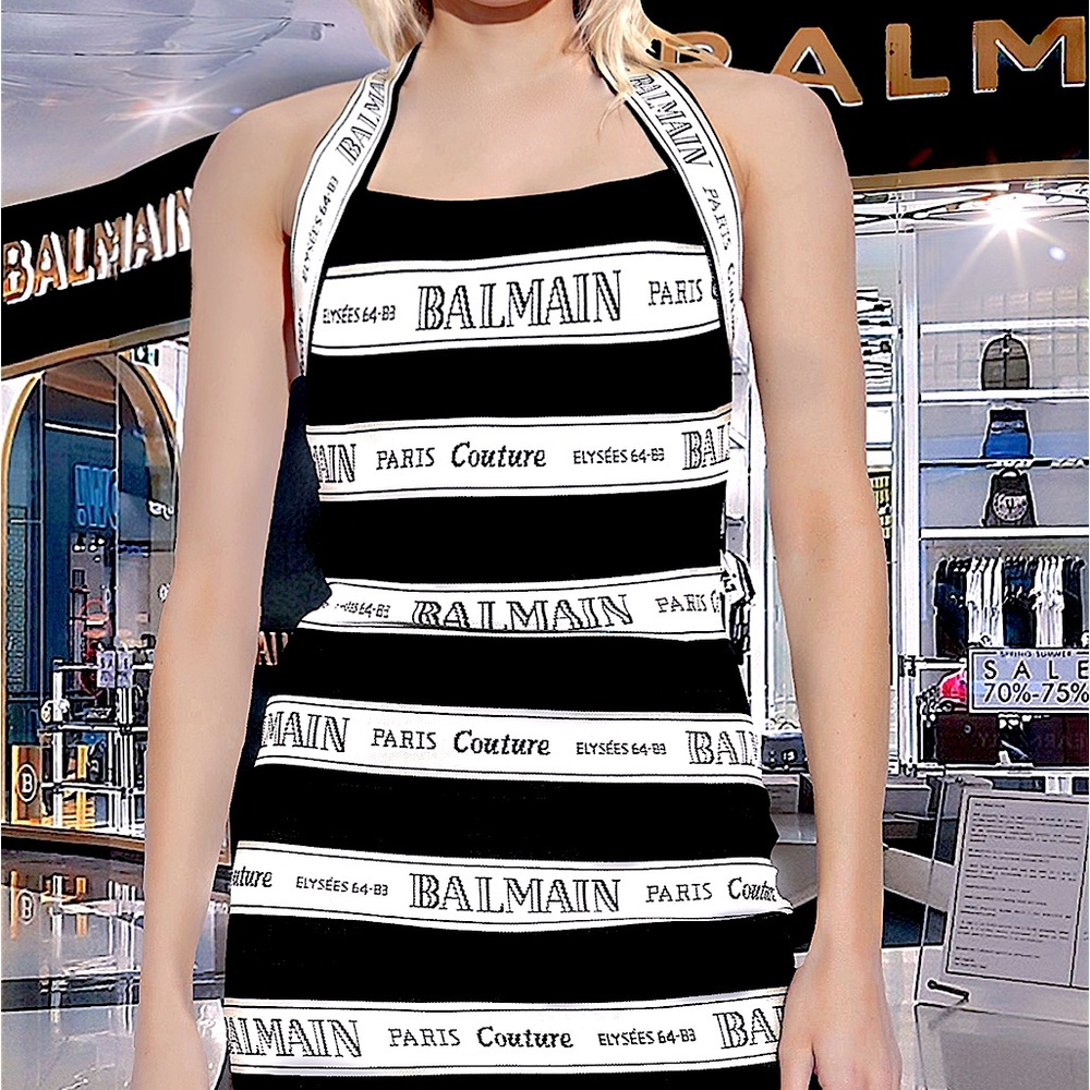 BALMAIN Neck Knit Pullover Mini